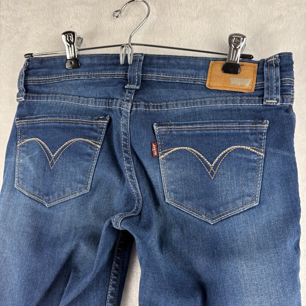 Levis Jeans Women 26 Boot Cut Skinny Low Rise Dark Wash Stretch Demi Curve 26x32 - Picture 9 of 12